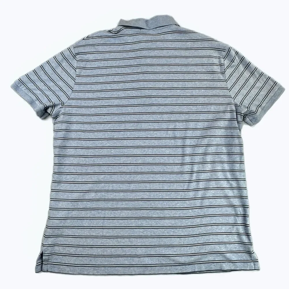 Polo Ralph Lauren Slim Fit Polo Shirt Mens XL Light Blue Stripe Short Sleeve